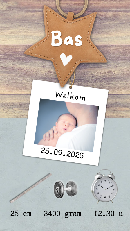 digitaal video geboortekaartje jongen maatlabel