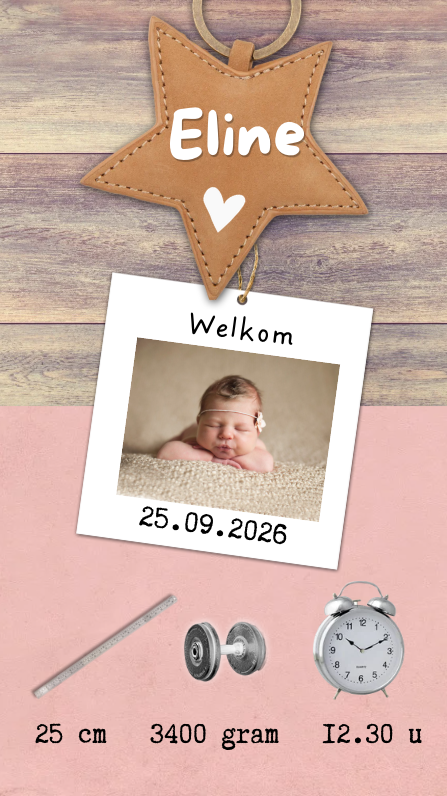 digitaal video geboortekaartje meisje maatlabel